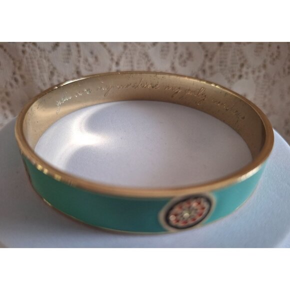 Vera Bradley "You Are My Sunshine" Gold & Turquoise Enamel Bangle Bracelet - Picture 3 of 11